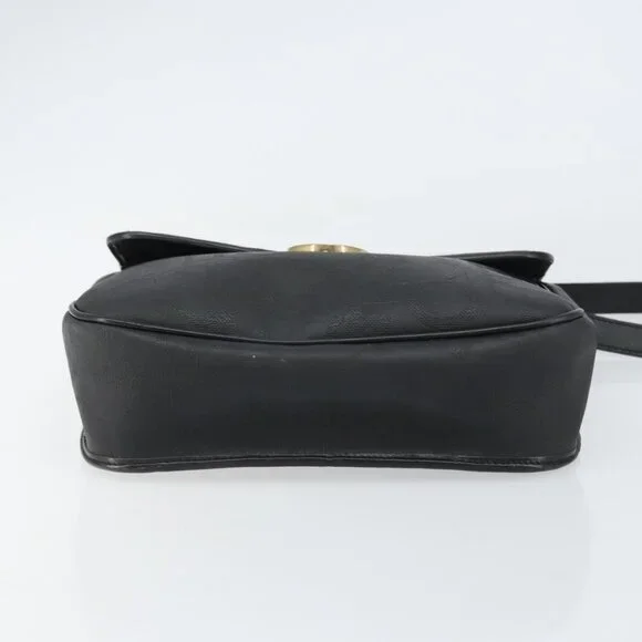 Authentic Christian Dior Trotter Canvas Shoulder Bag PVC Black Gold